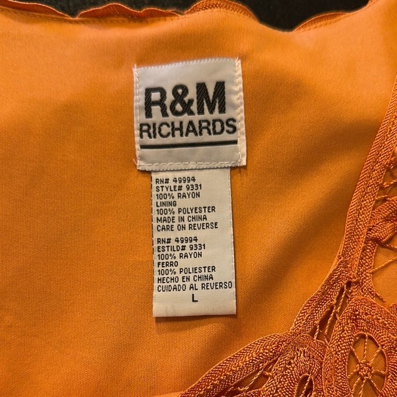 R&M Richards Elegant Orange Beaded Battenberg Lace Dress Special Occassion - Picture 9 of 10